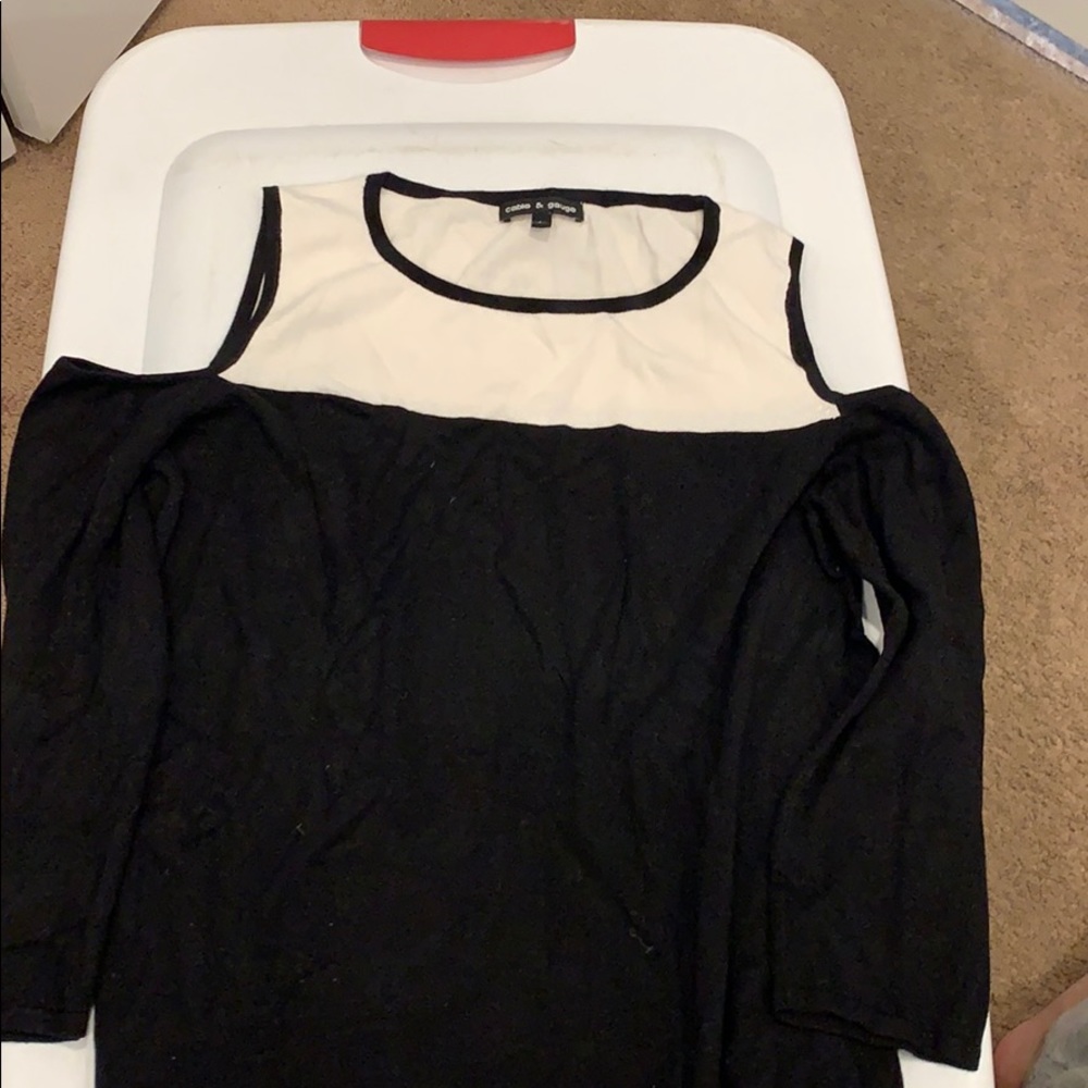 Black & white color block shirt